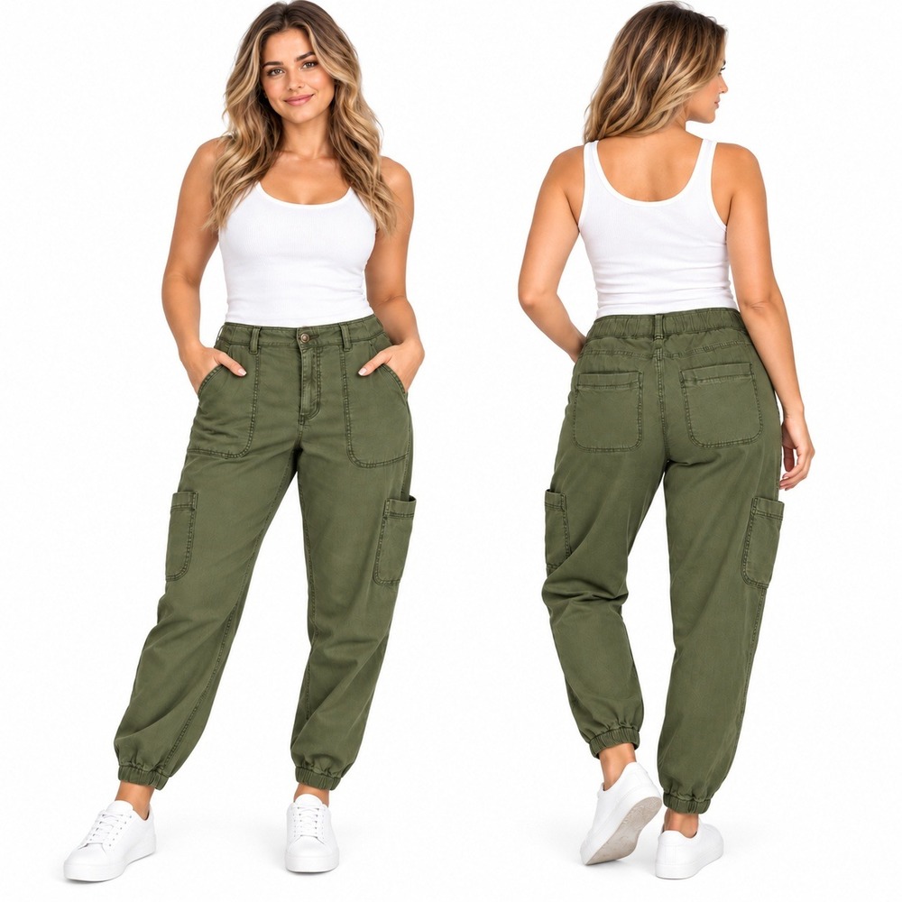 Sonoma Goods For Life Womens Olive Green Utility Cargo Jogger Pants Size 12